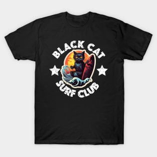 Black Cat Surf Club (White Lettering) T-Shirt